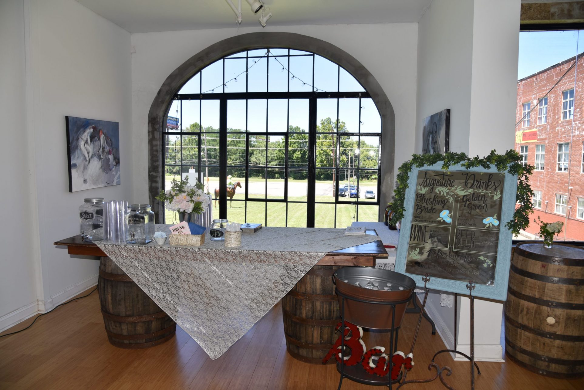 Pigment Gallery: Caterer Created Bar in Front of Window
