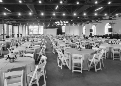 Black and white photo of Da Vinci Room reception setup